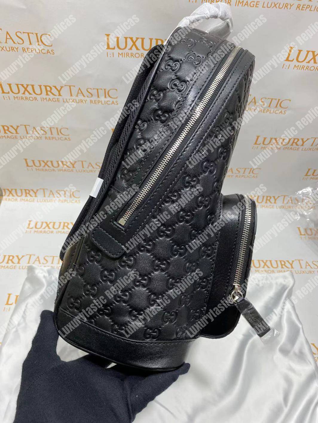 G*u*i signature leather backpack black