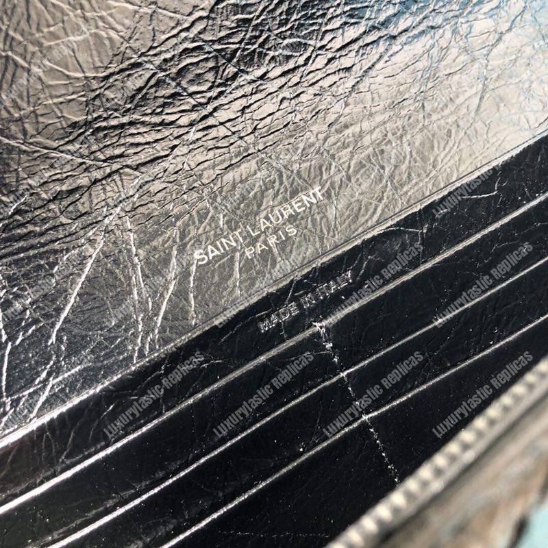 Saint Laurent Niki Large Wallet In Crinkled Vintage Leather Black