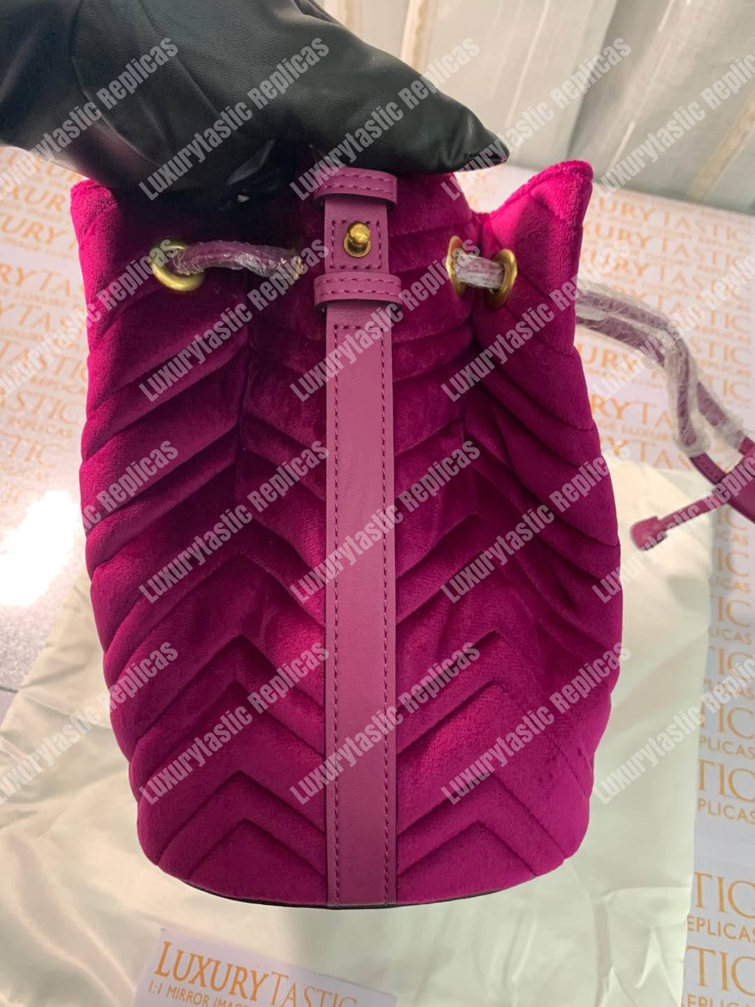 G*u*i gg marmont velvet bucket bag fuchsia