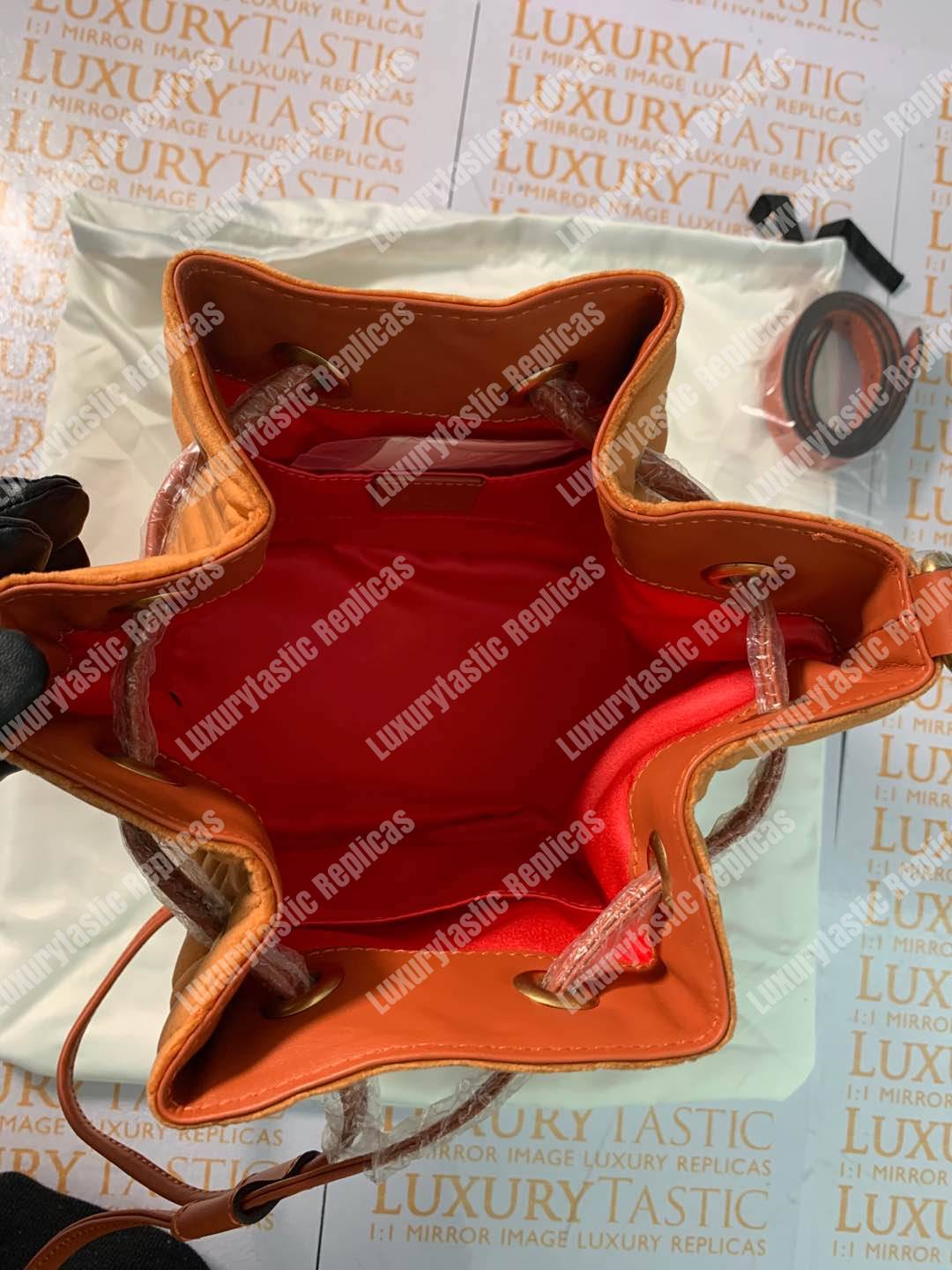 G*u*i gg marmont velvet bucket bag camel