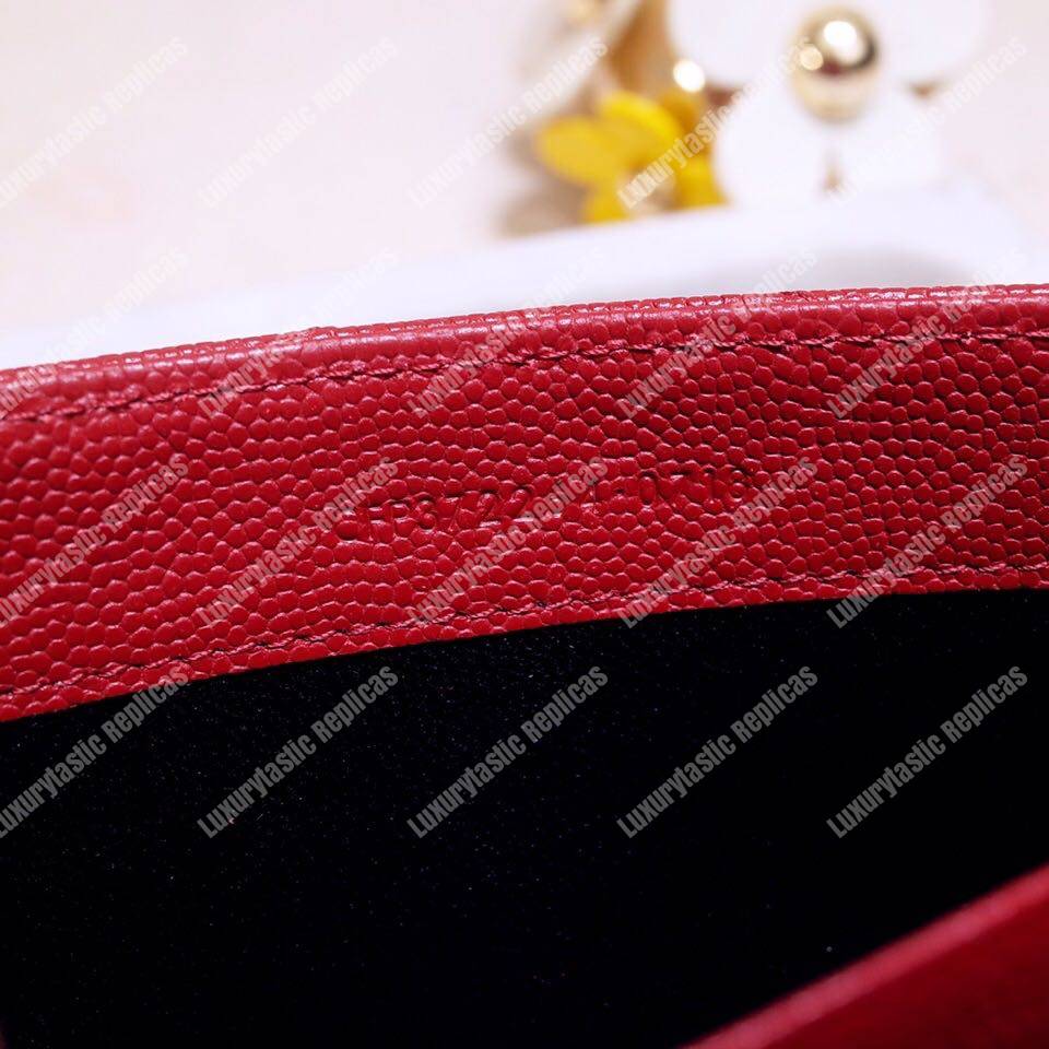 Saint Laurent Monogram Large Flap Wallet In Grain De Poudre Embossed Leather Eros Red