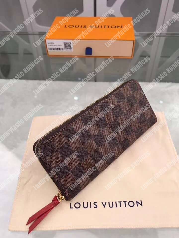 LV Clemence Wallet Damier Ebene Cherise