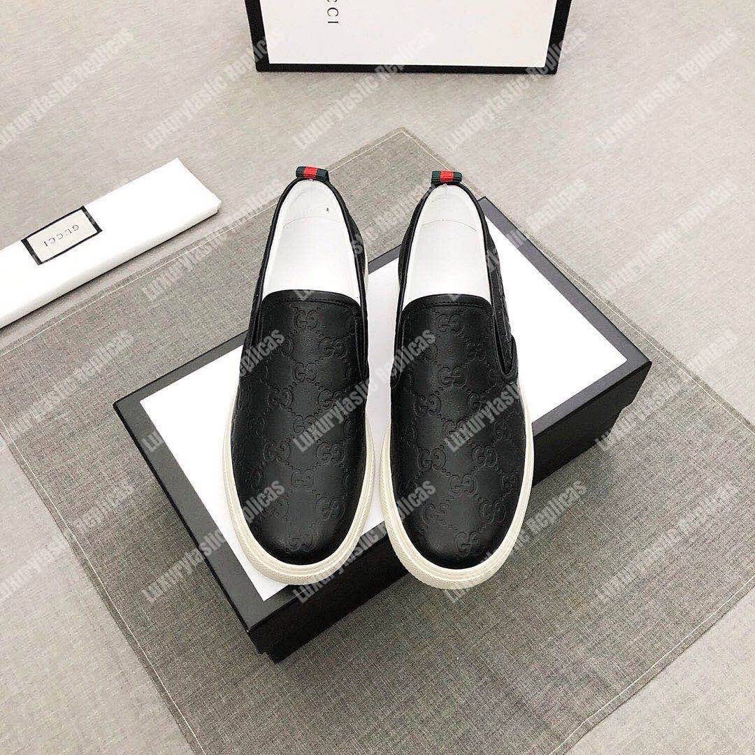 G*u*i mens signature slip-on sneaker black