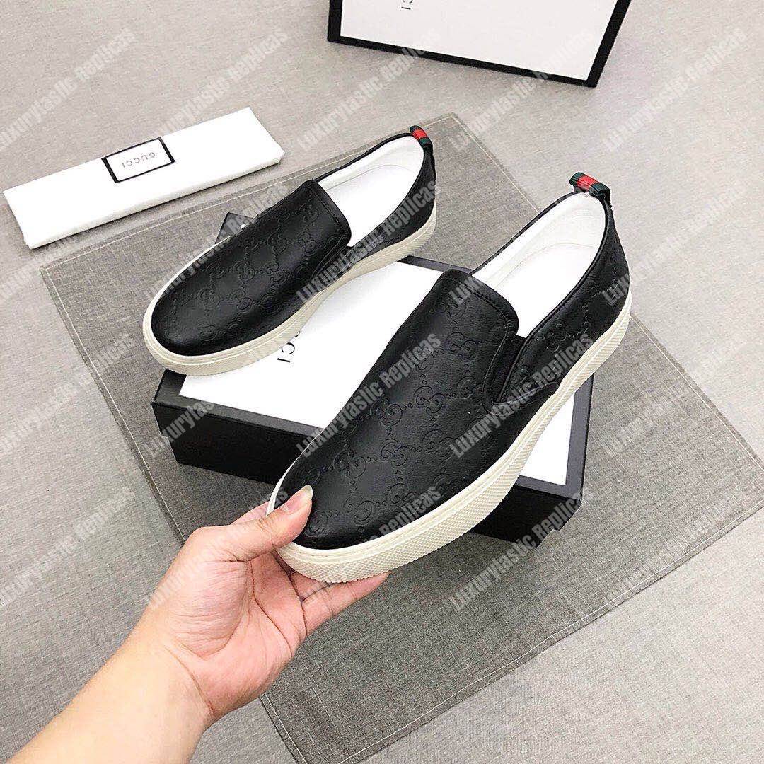 G*u*i mens signature slip-on sneaker black