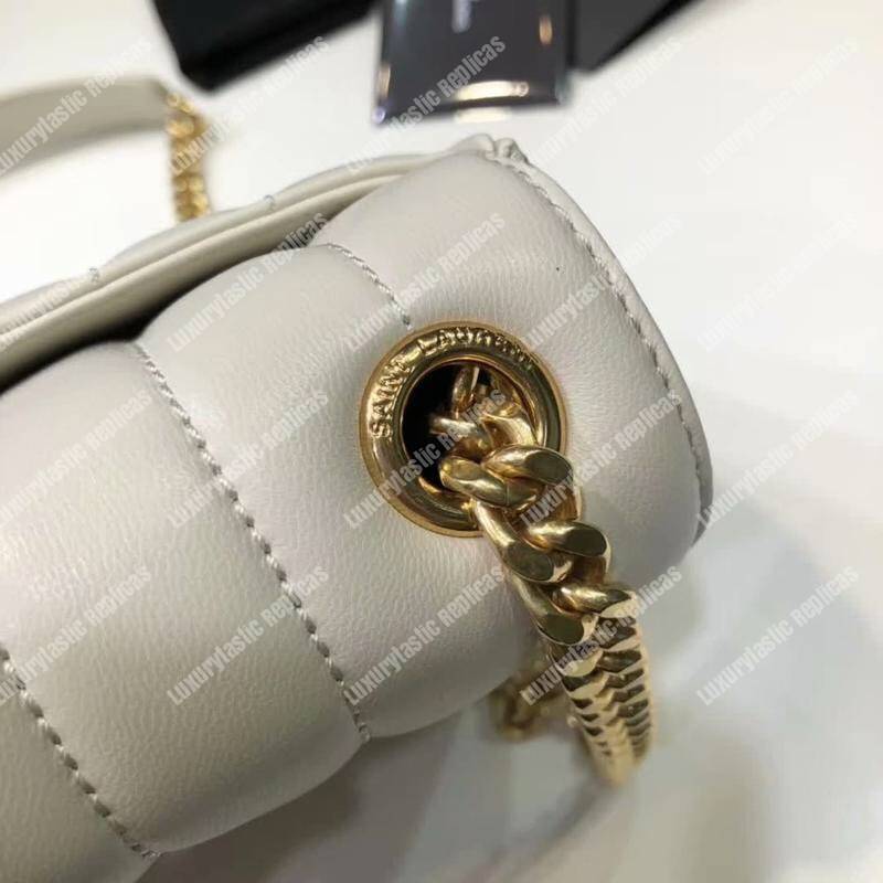 Saint Laurent Vicky Small In Matelassé Patent Leather White