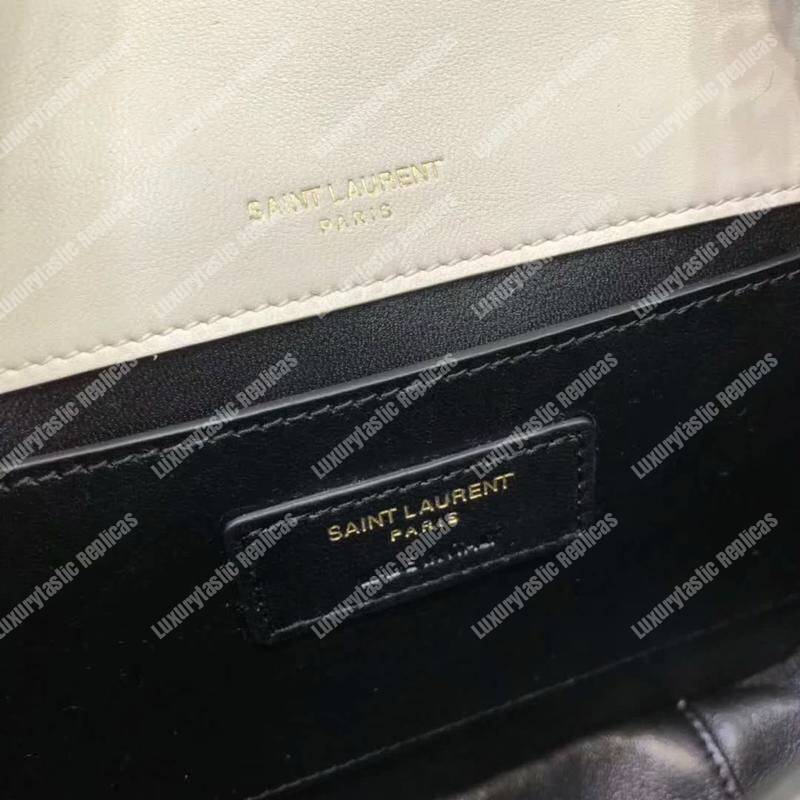 Saint Laurent Vicky Small In Matelassé Patent Leather White