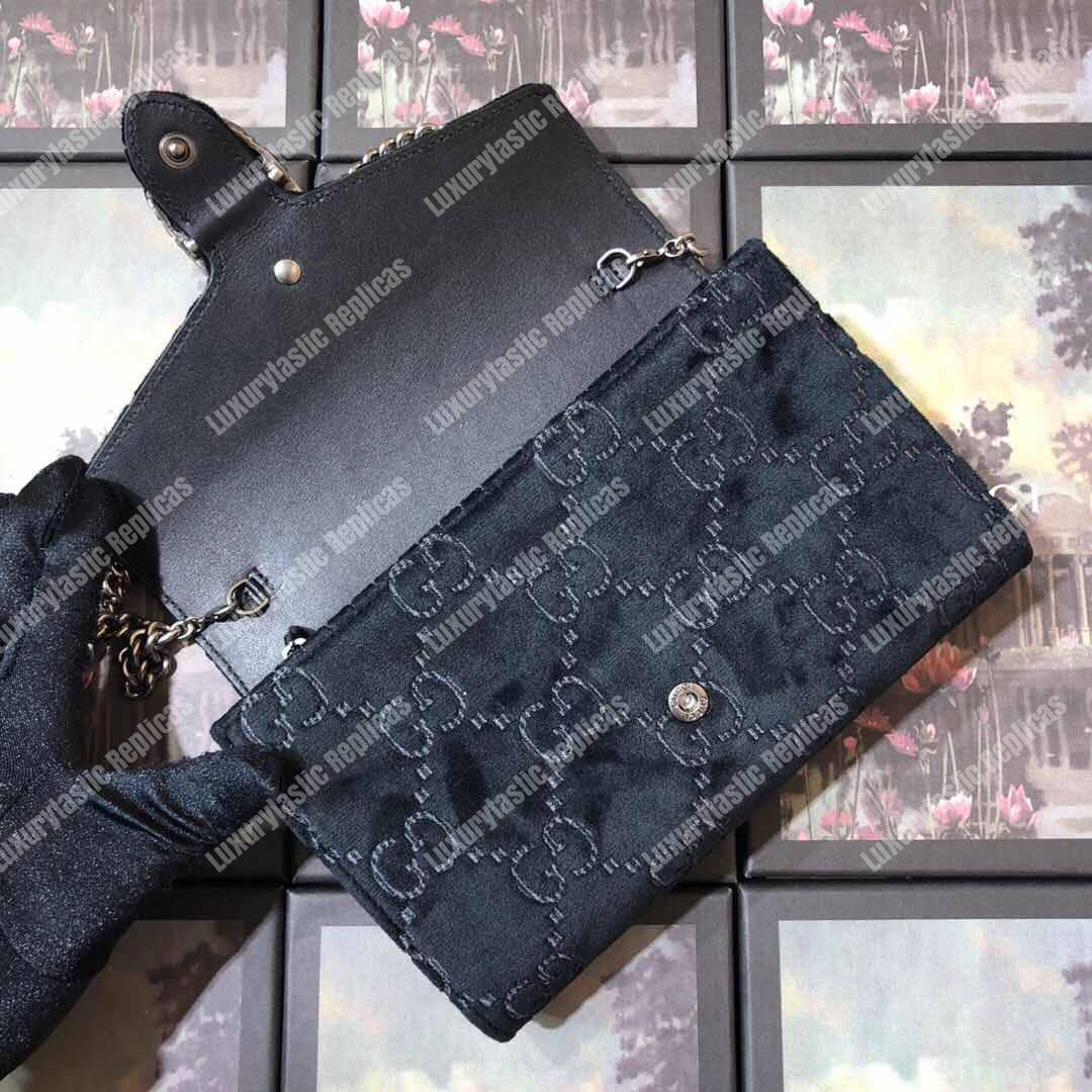 G*u*i dionysus gg velvet mini chain wallet black velvet