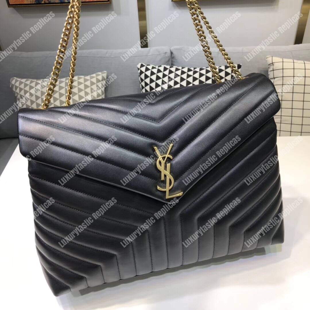 Saint Laurent Loulou Large In “Y” Matelassé Leather Black