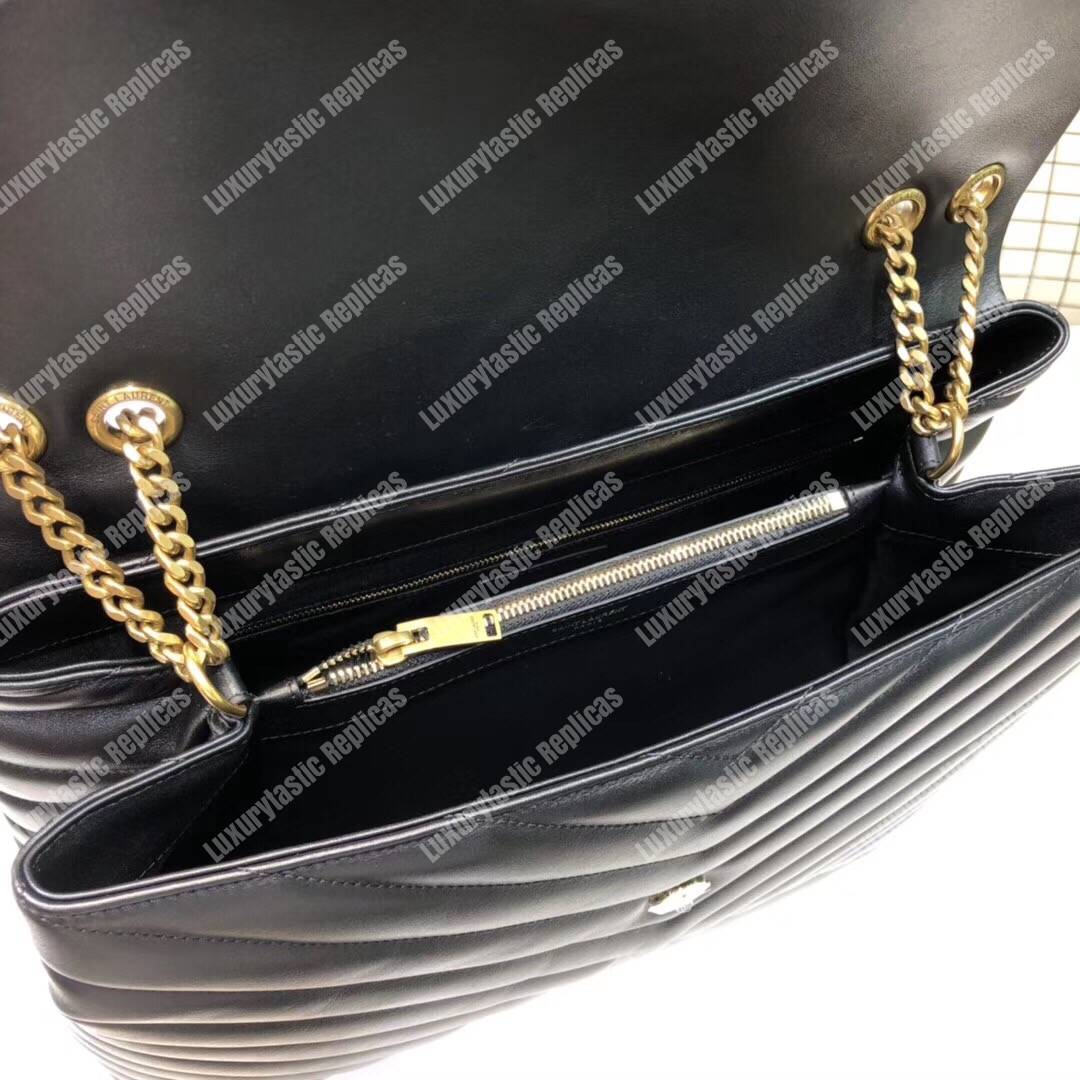 Saint Laurent Loulou Large In “Y” Matelassé Leather Black