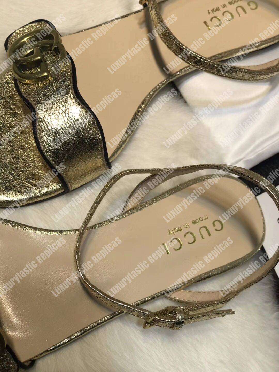 G*u*i marmont gg metallic sandals flat