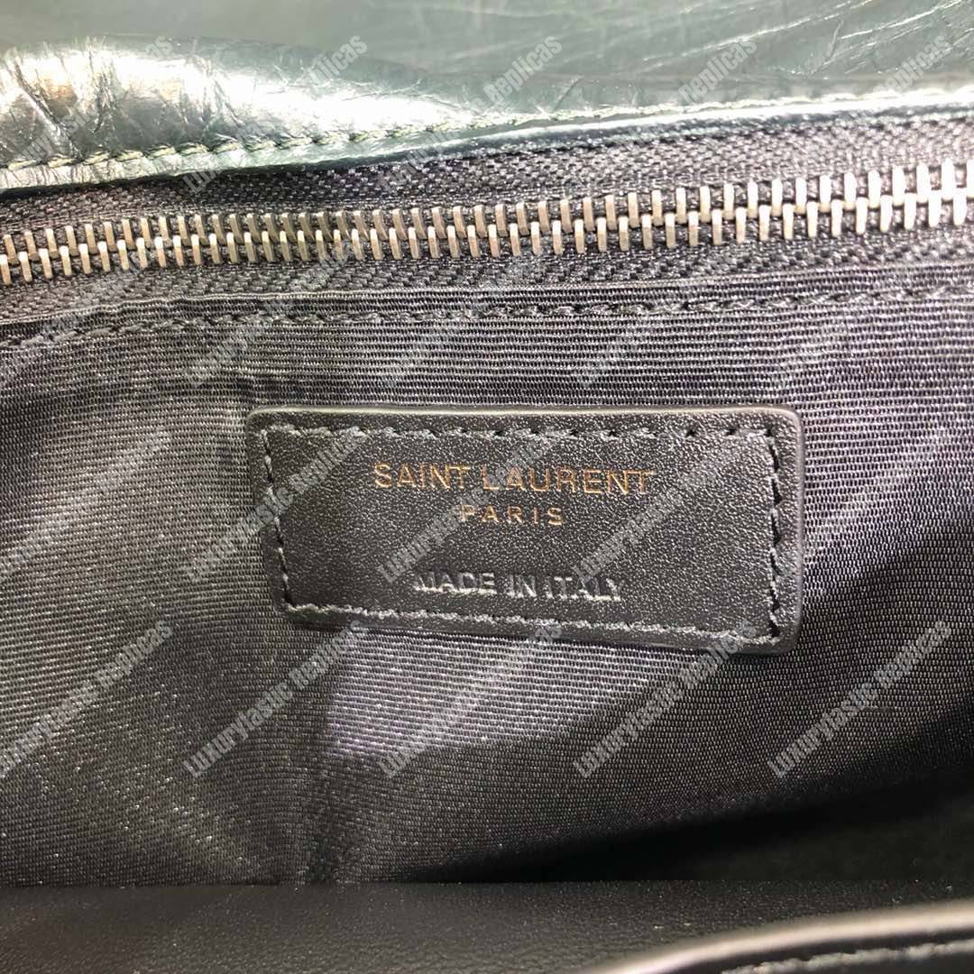 Saint Laurent Niki Medium Bag In Crinkled Vintage Leather Deep Green
