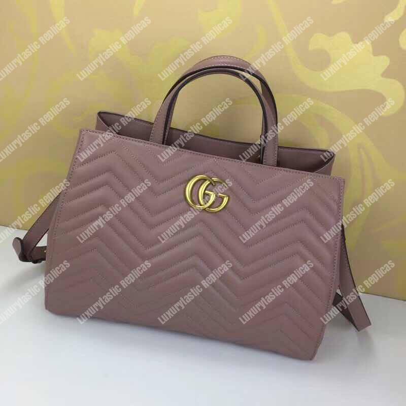 G*u*i gg marmont medium matelassé top handle bag dusty pink