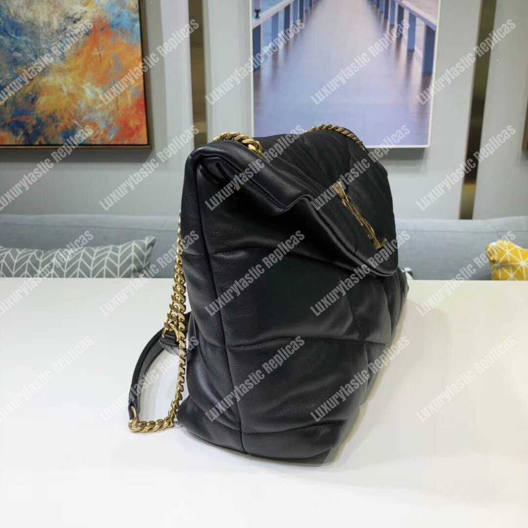 Saint Laurent Loulou Puffer Medium Bag In Quilted Lambskin Black