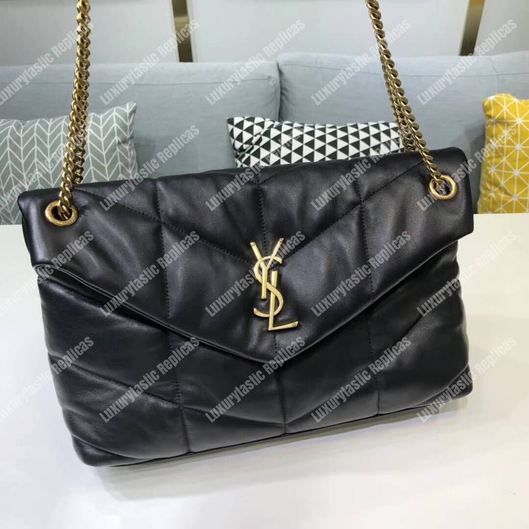 Saint Laurent Loulou Puffer Medium Bag In Quilted Lambskin Black