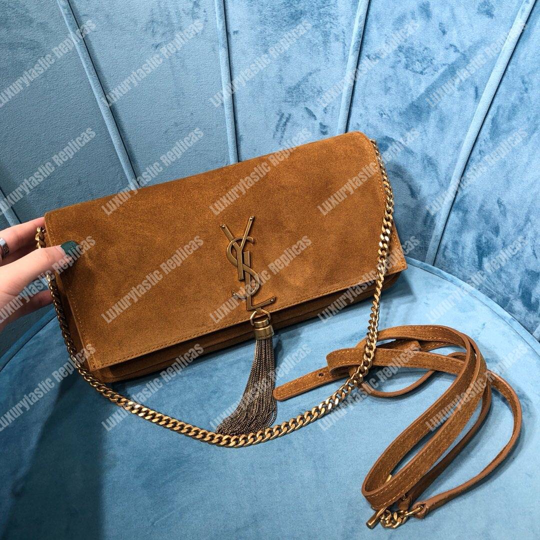 Saint Laurent Kate 99 With Tassel In Suede Cinnamon