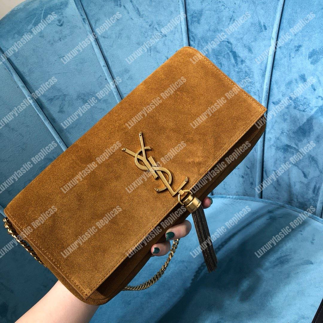Saint Laurent Kate 99 With Tassel In Suede Cinnamon