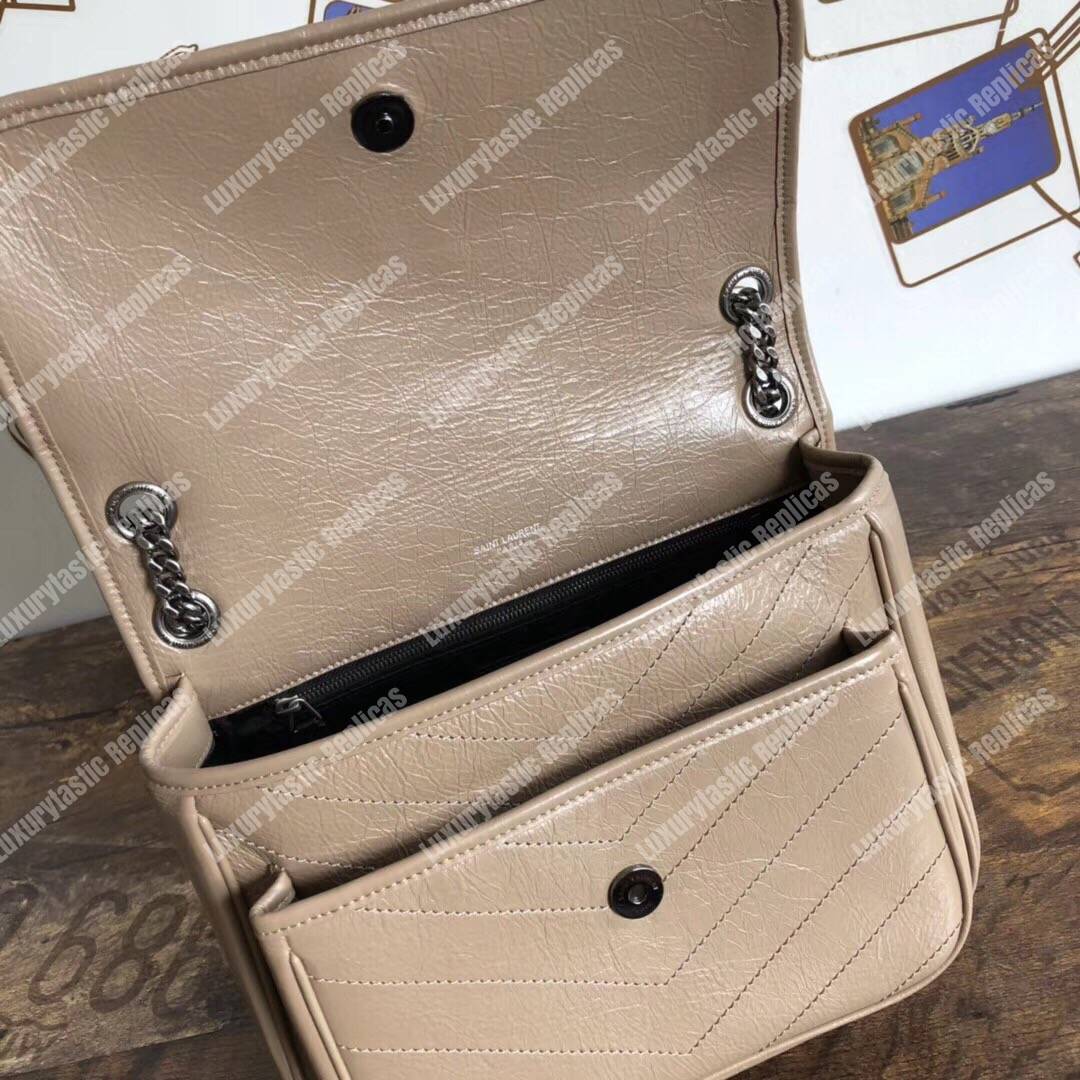 Saint Laurent Niki Baby In Vintage Leather Gold Sand