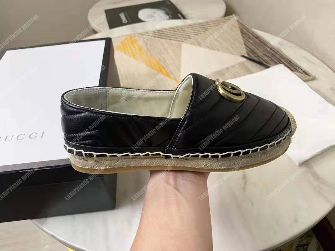G*u*i leather espadrille with double g black