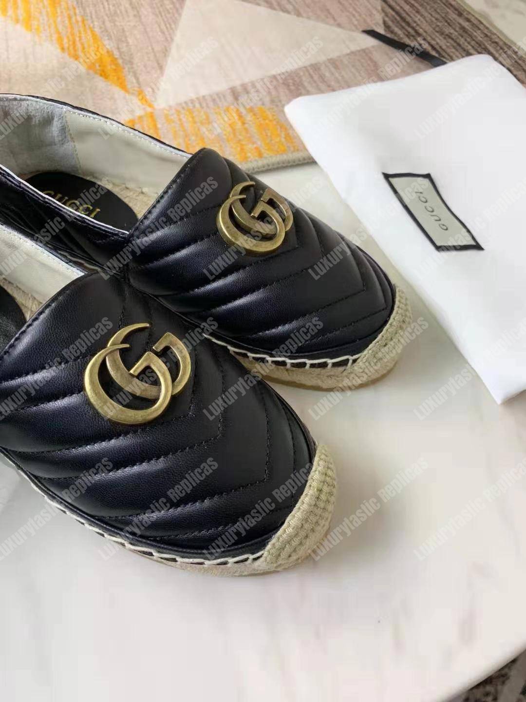 G*u*i leather espadrille with double g black