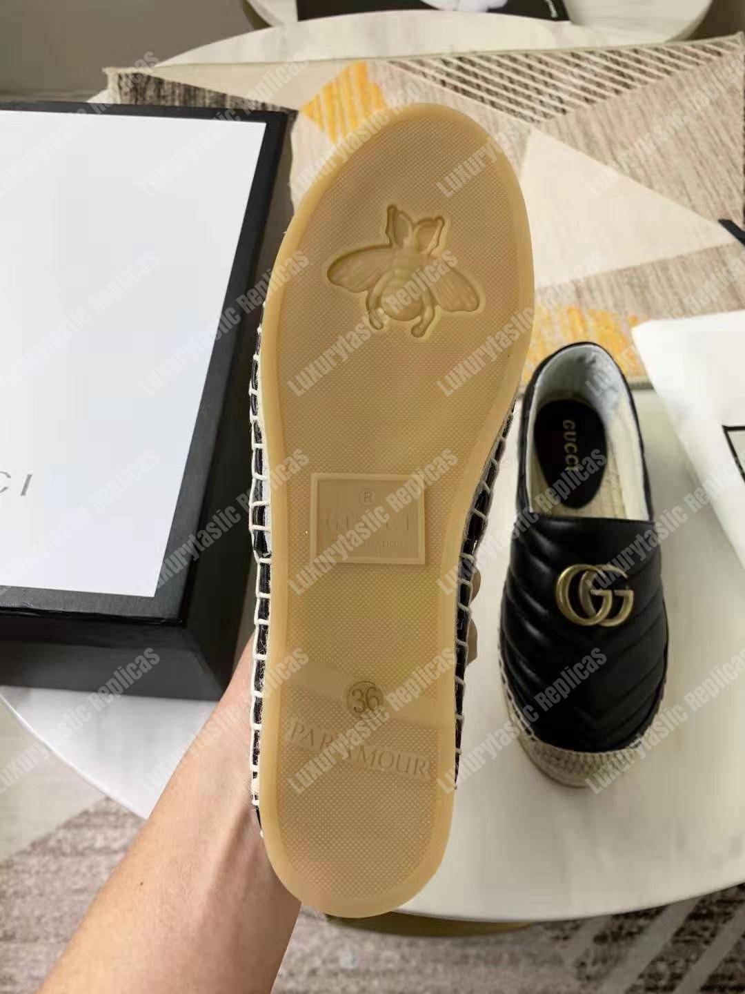 G*u*i leather espadrille with double g black