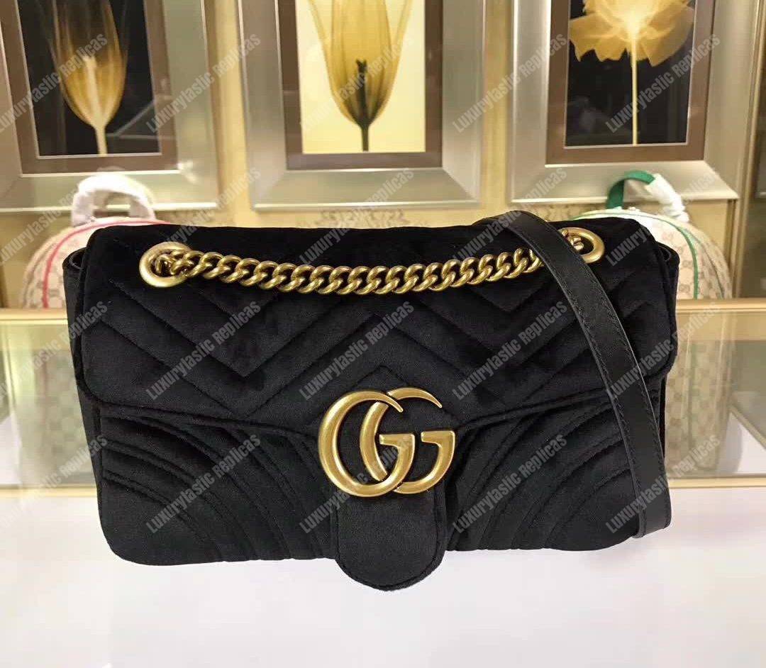 G*u*i gg marmont velvet shoulder bag black