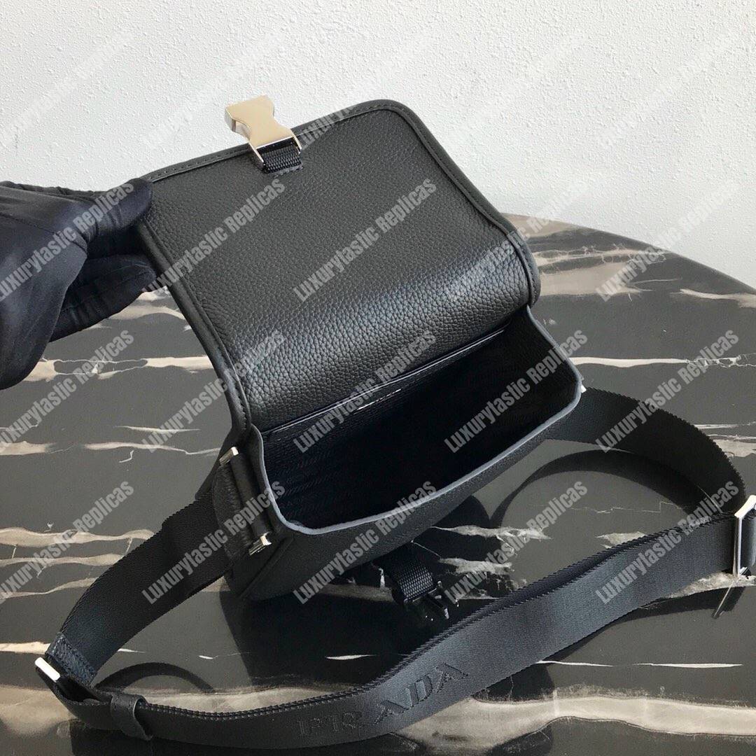Pra*a saffiano leather shoulder bag black