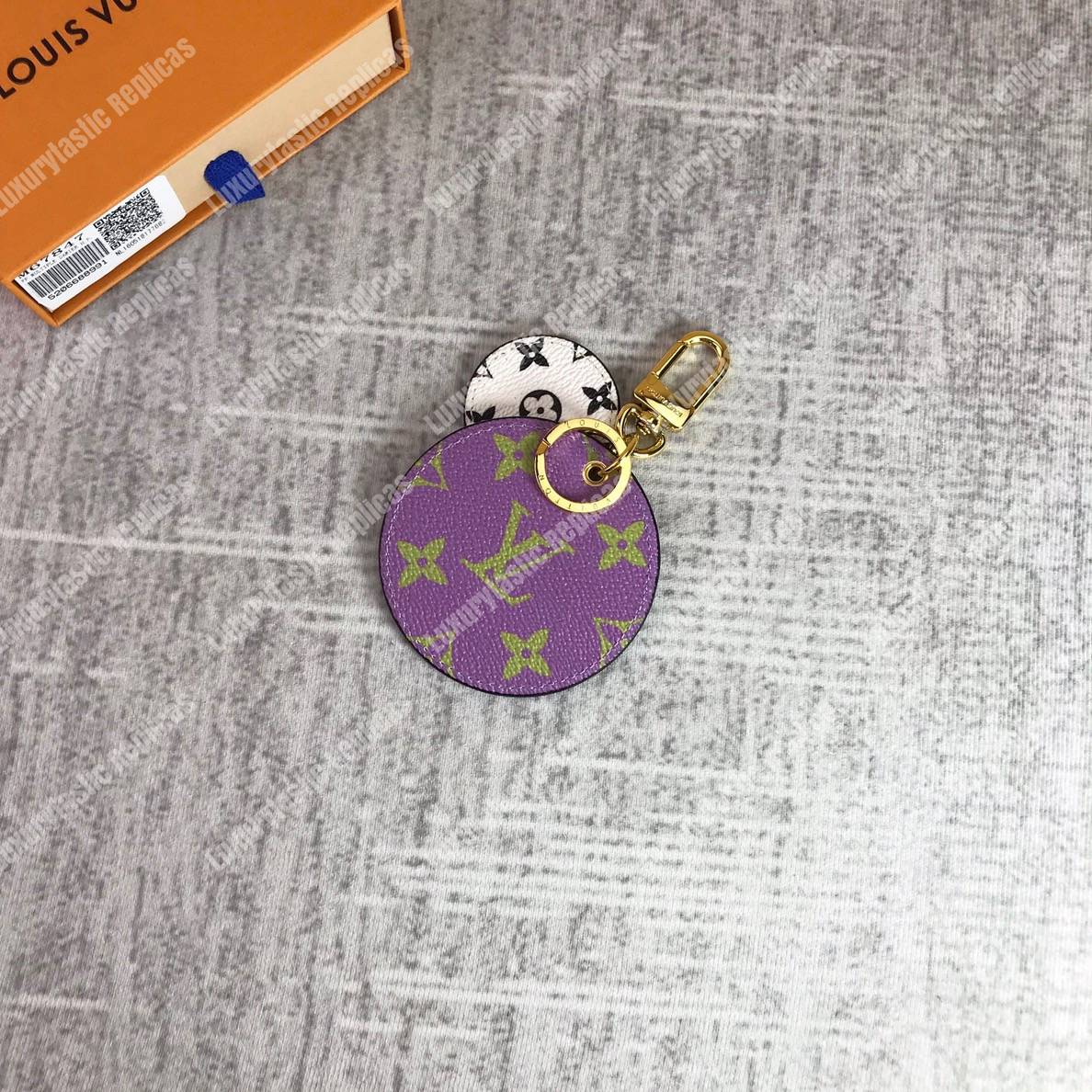 LV Monogram Giant Bag Charm And Key Holder Green Purple