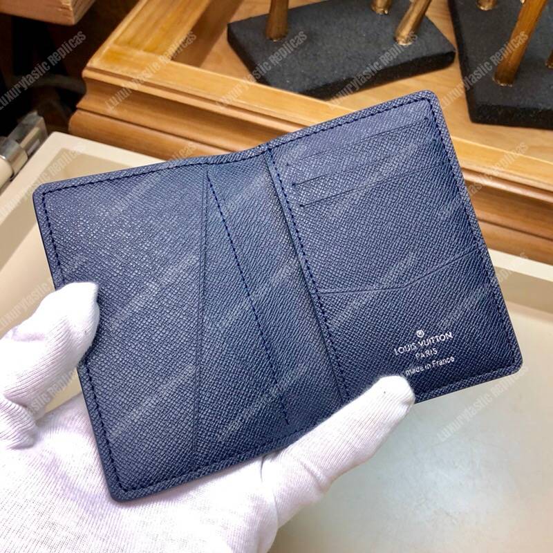 LV Taiga Leather Pocket Organizer Bleu Marine