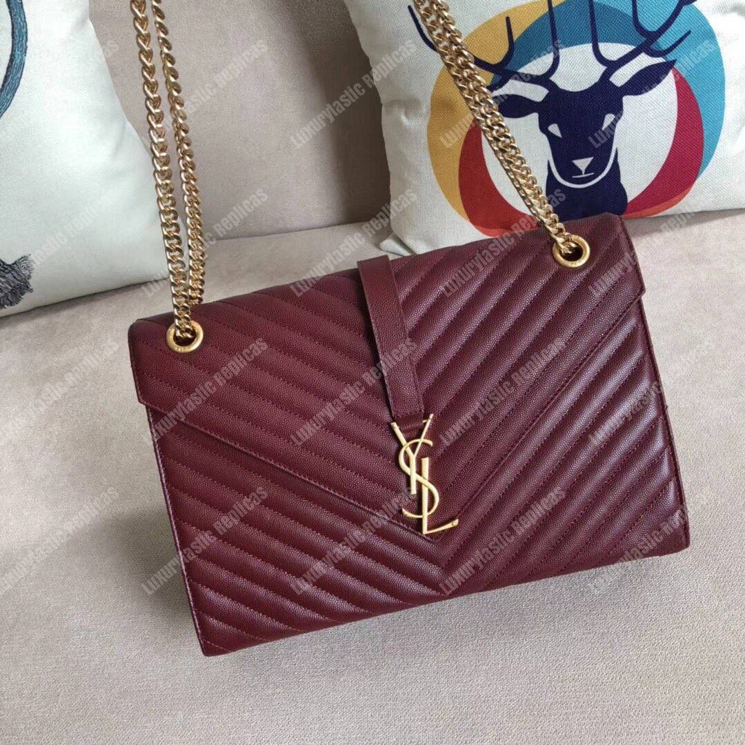 Saint Laurent Large Envelope Chain Bag Dark Red