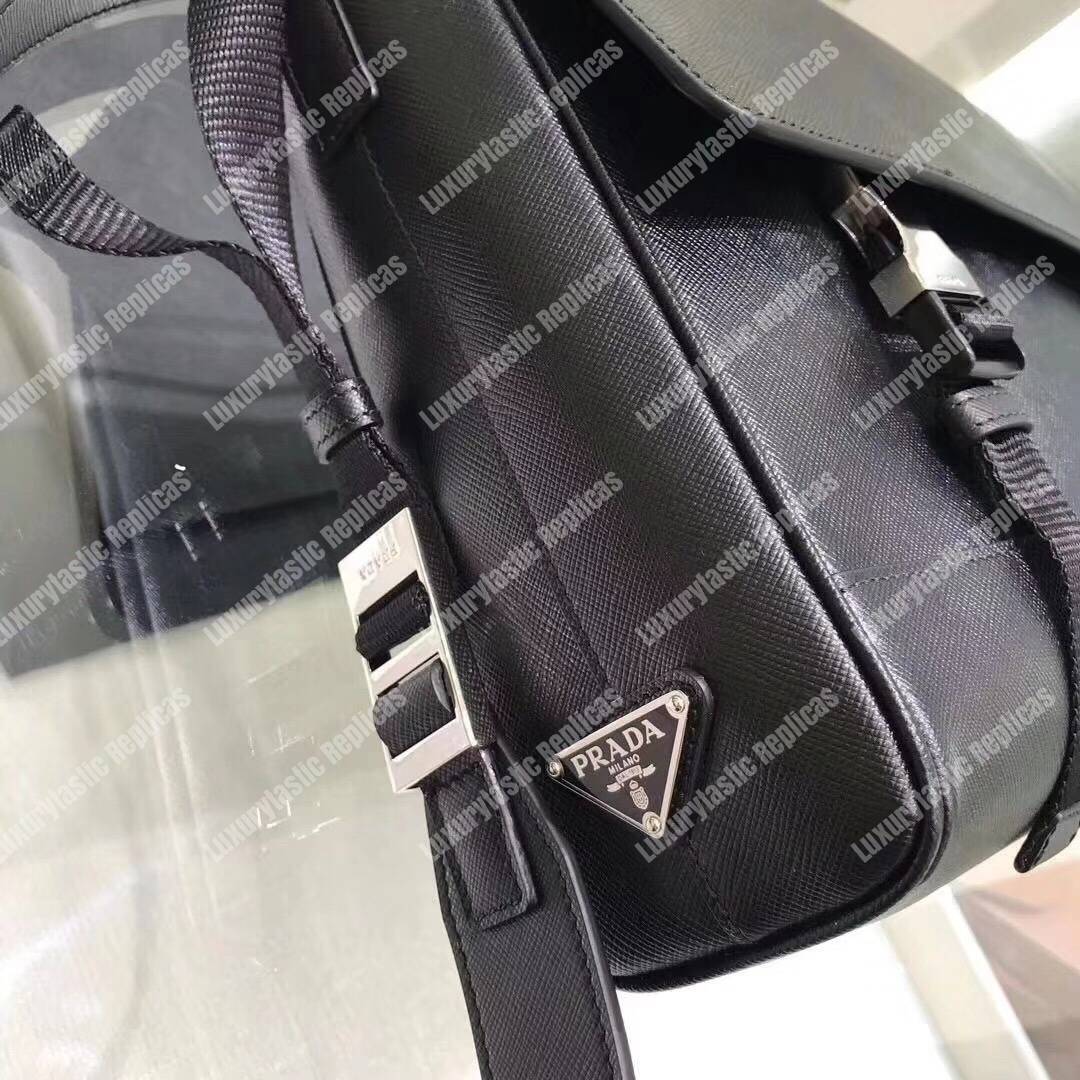 Pra*a saffiano leather shoulder bag black