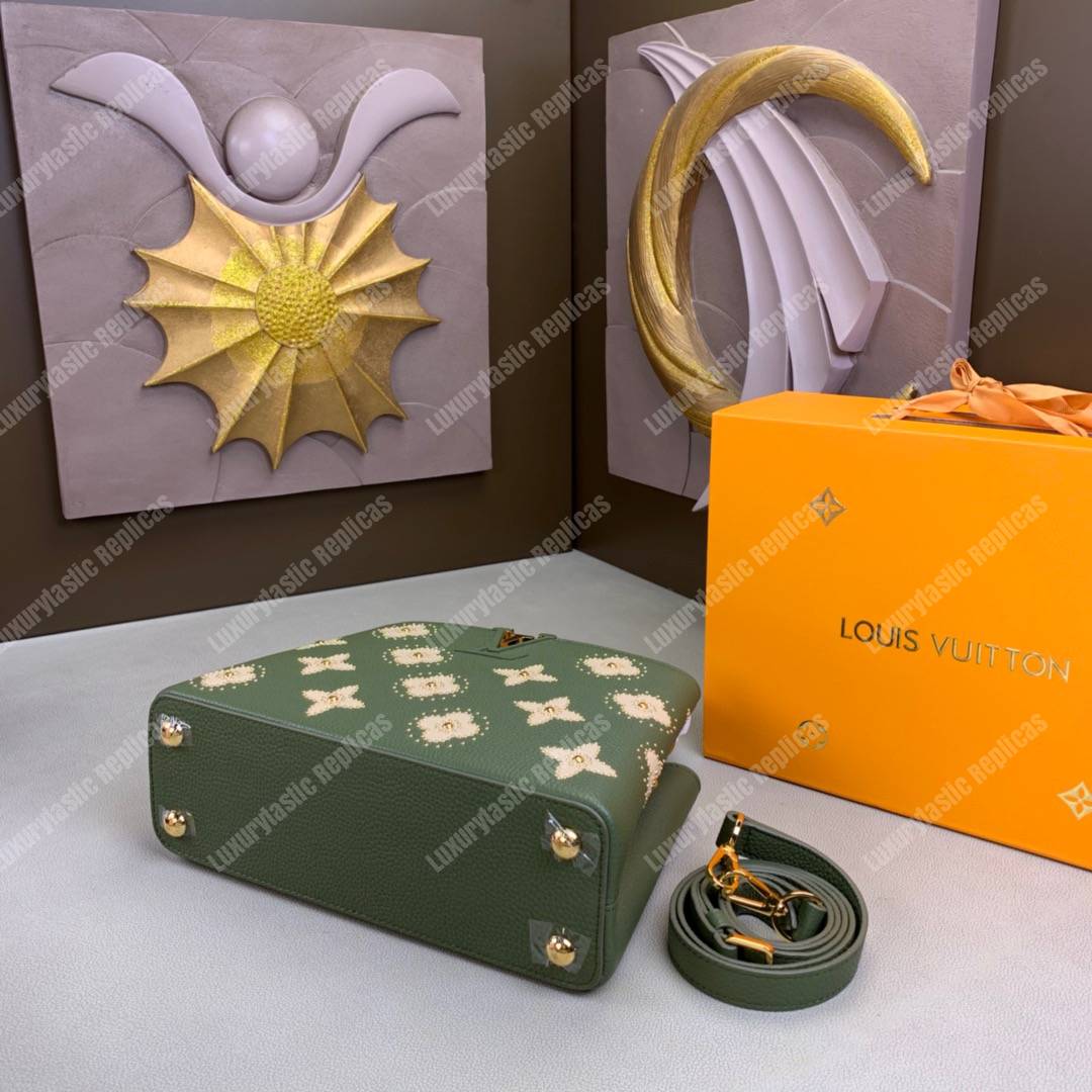 LV Capucines BB Taurillon Leather Monogram Flowers allover Khaki