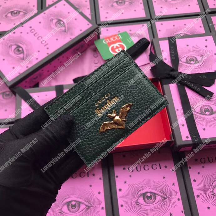 G*u*i garden leather card case green with bat