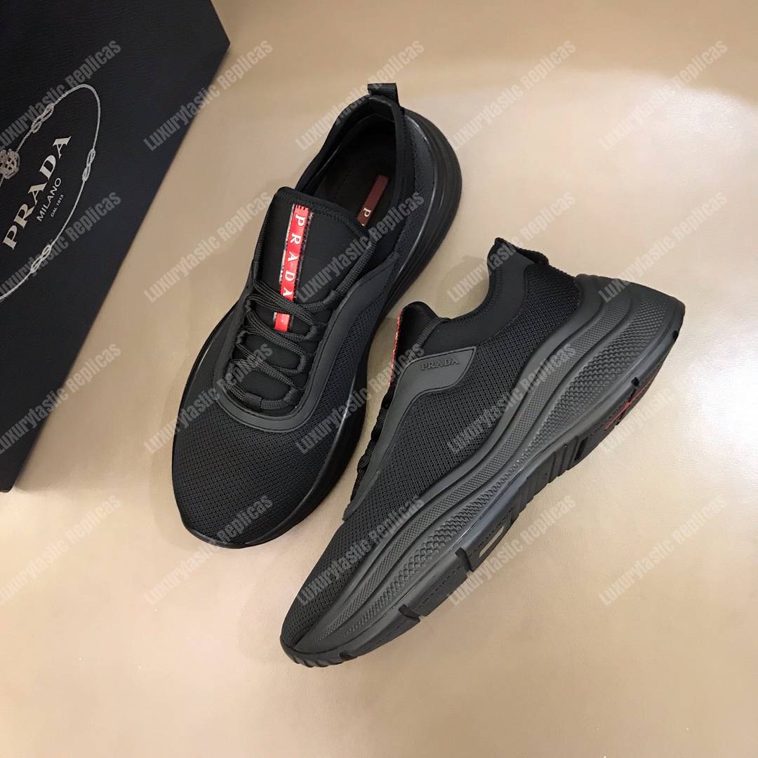 Pra*a mesh and neoprene sneakers full black