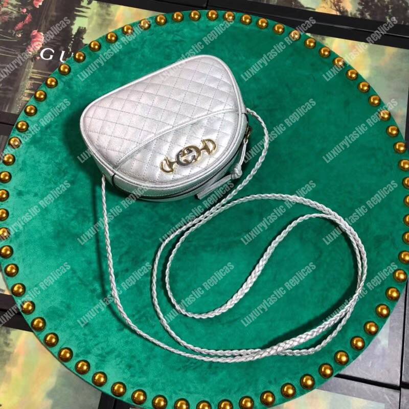 G*u*i laminated leather mini bag silver