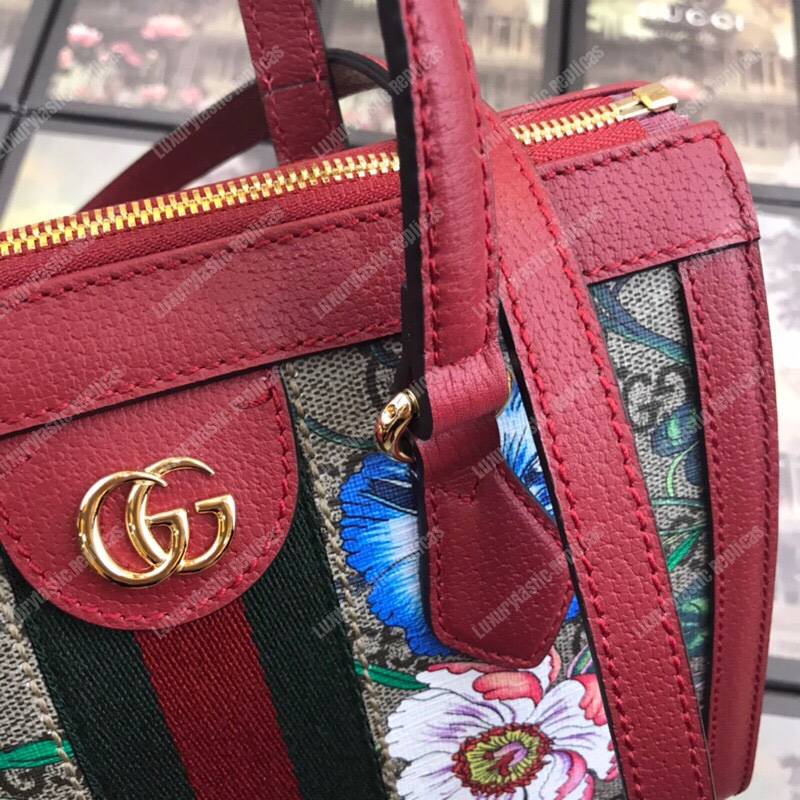 G*u*i ophidia gg flora small tote bag red