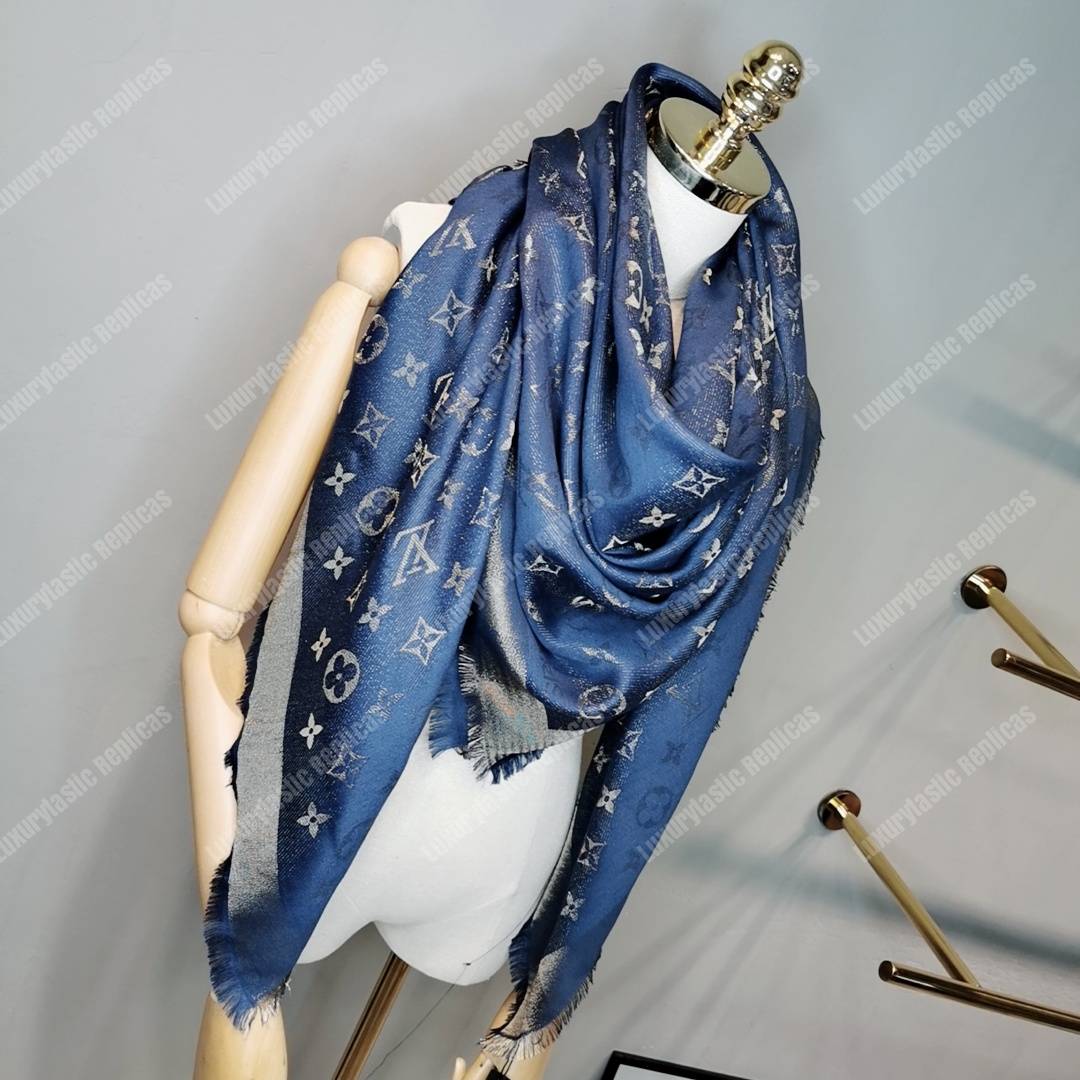 LV Monogram Shine Shawl Bleu Nuit