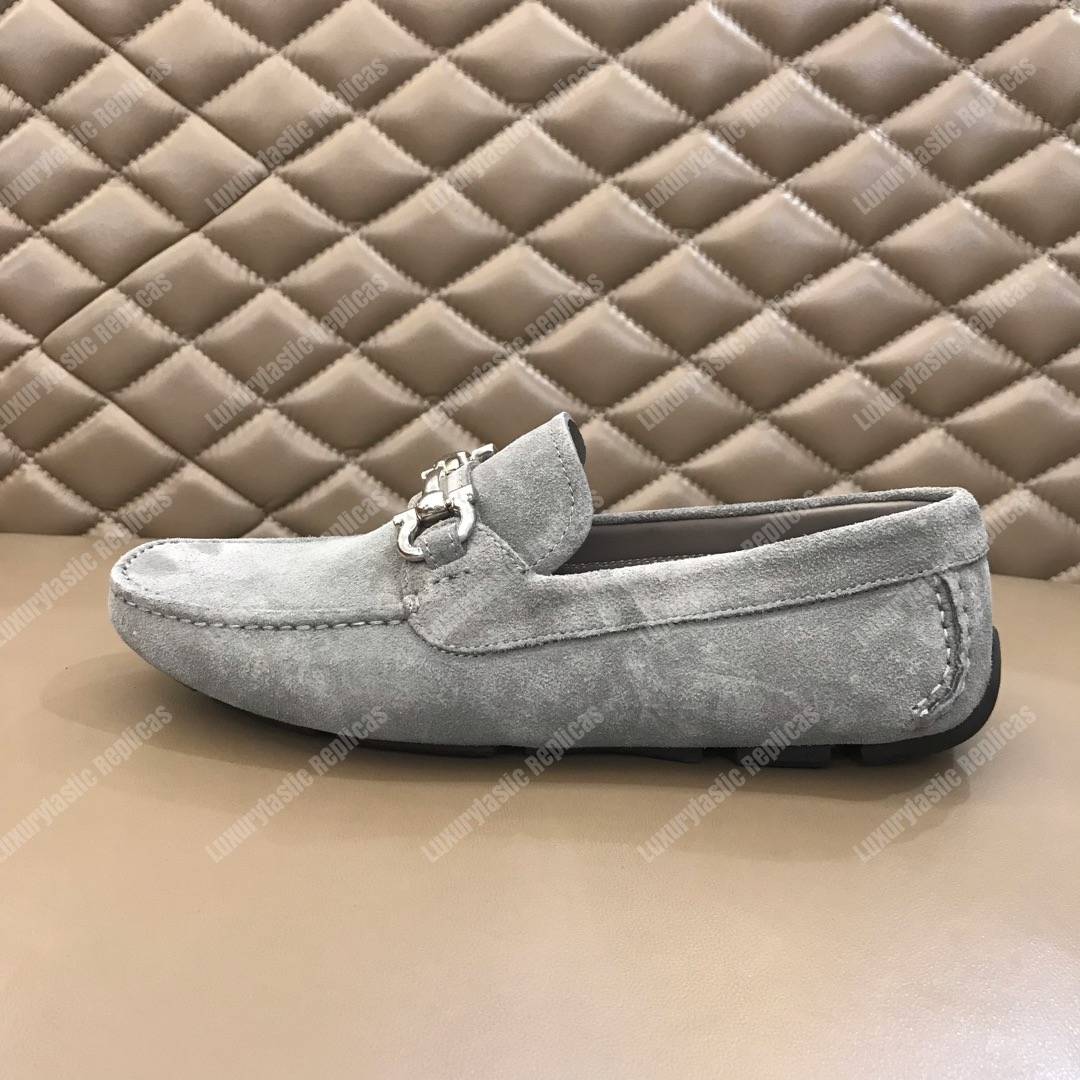 Salvatore Ferragamo Gancini Driving Shoe Gray