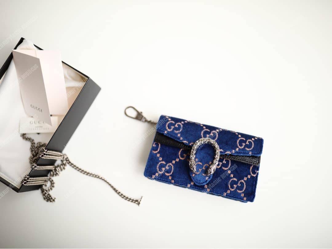 G*u*i dionysus gg velvet super mini bag blue
