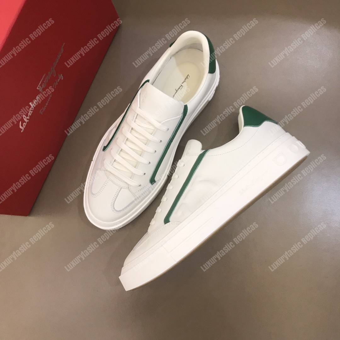 Salvatore Ferragamo Gancini Sneaker Shoe White/Green Lining