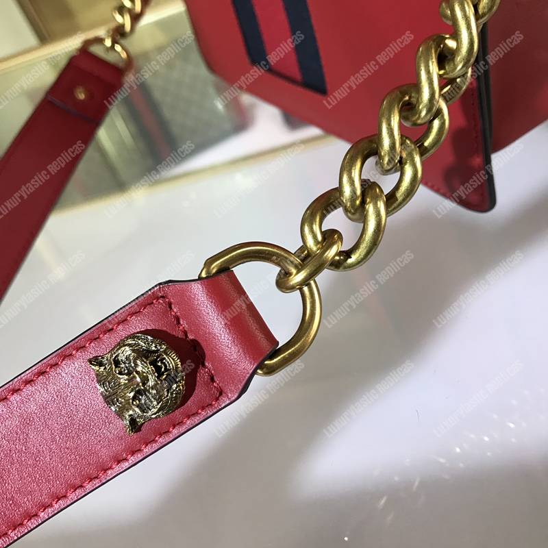 G*u*i gg marmont stylish striped canvas bag red