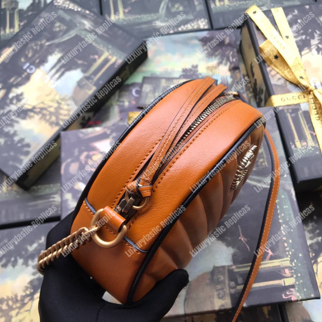 G*u*i gg marmont mini round shoulder bag cognac
