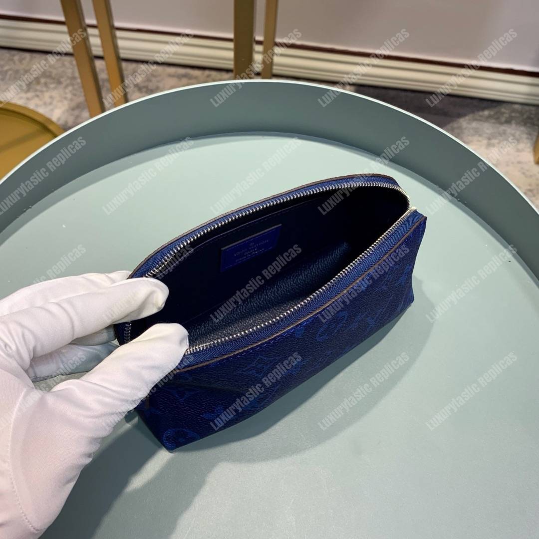 LV Cosmetic Pouch PM Monogram Blue