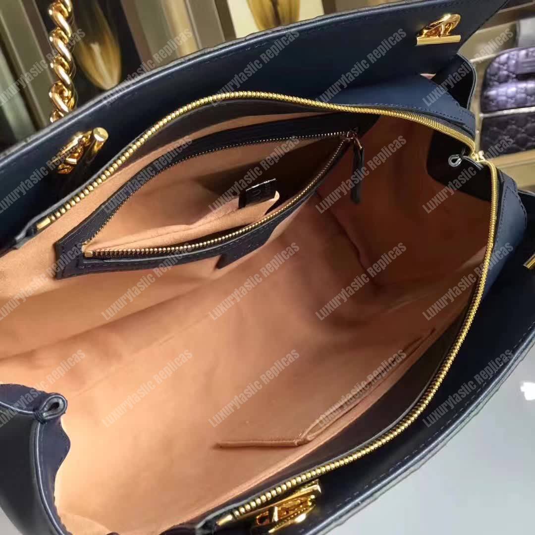 G*u*i signature medium top handle bag blue