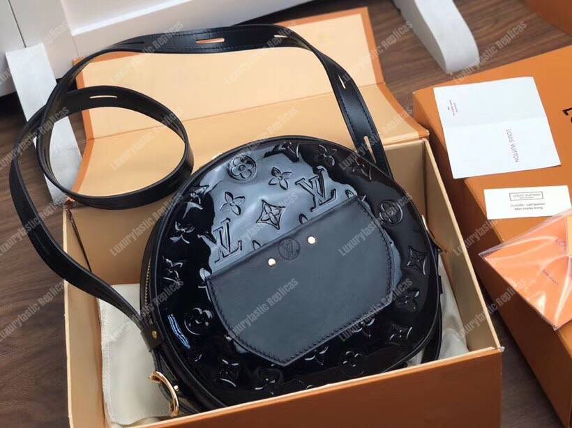 LV Boite Chapeau Souple Monogram Vernis Leather Noir