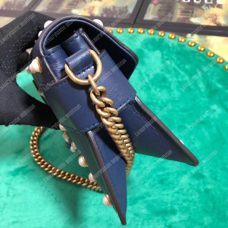 G*u*i broadway leather mini bag navy blue