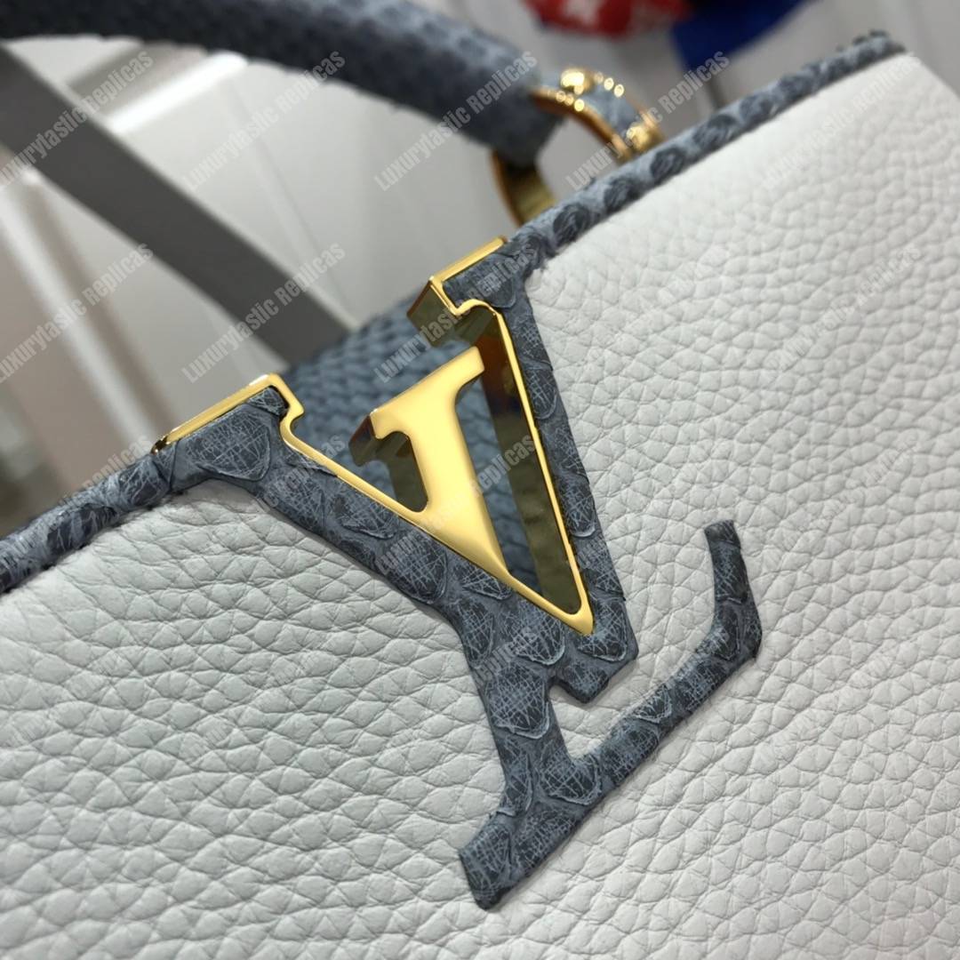 LV Capucines BB Taurillon Python White
