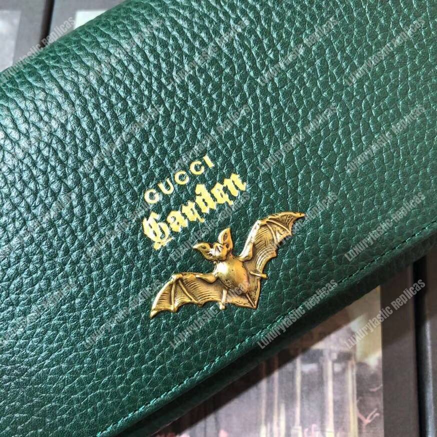 G*u*i garden leather continental wallet green with bat