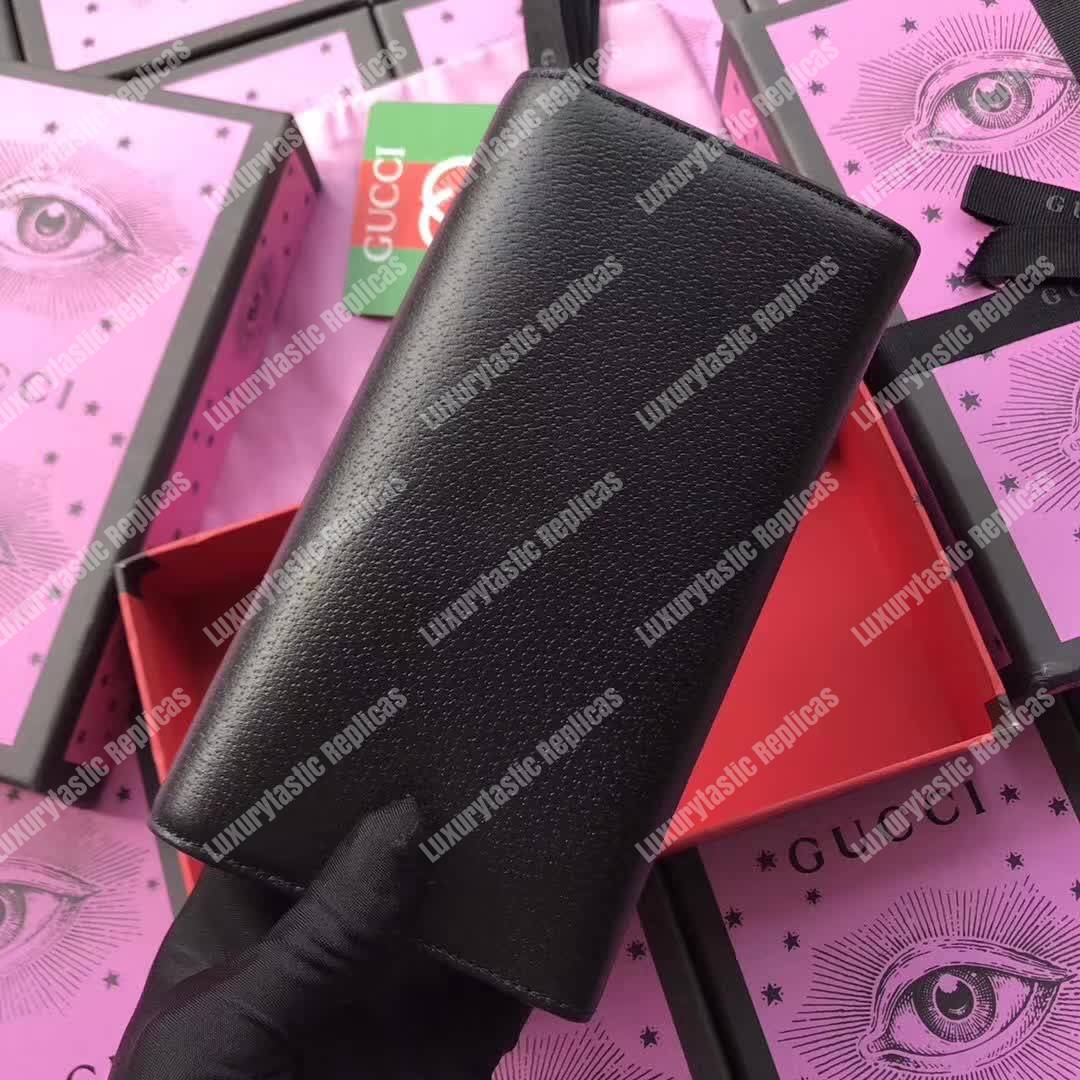 G*u*i leather continental wallet black