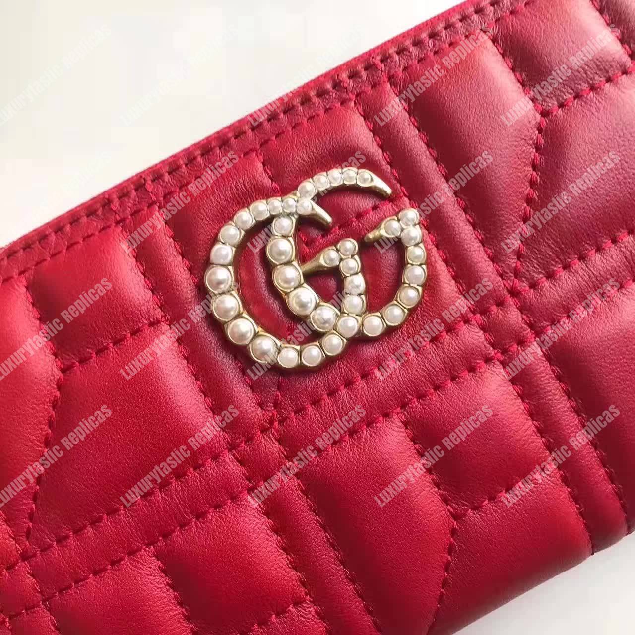 G*u*i gg marmont zip around wallet hibiscus red