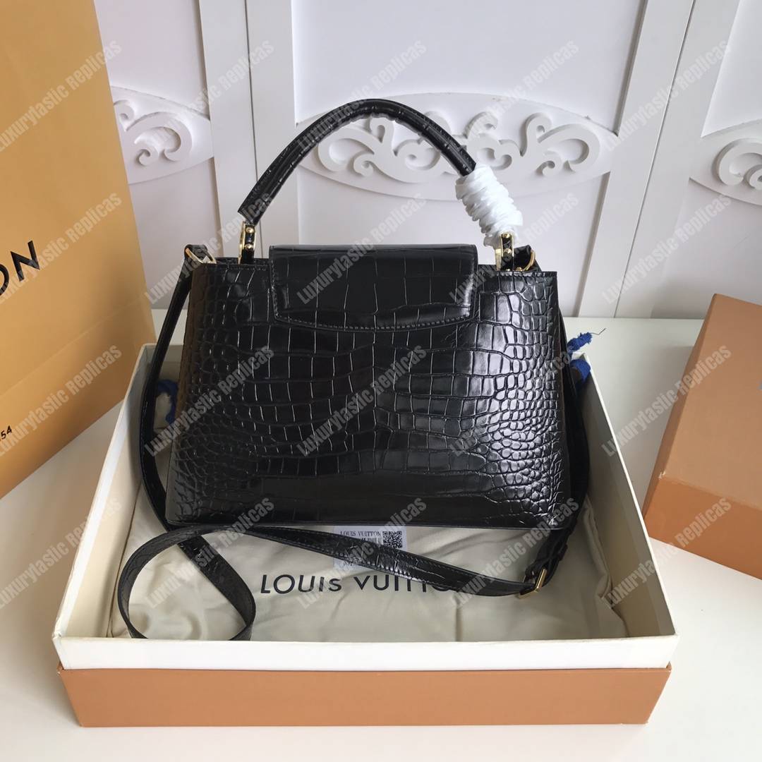 LV Capuccines BB Crocodilien Mat Noir